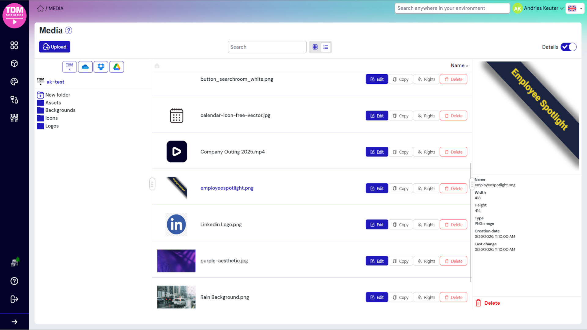 TDM Dashboard Interface